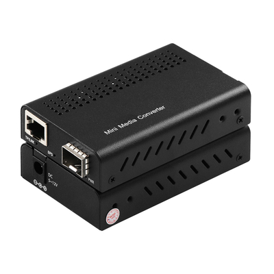 1G 10G Convertitore di supporti Ethernet in fibra di rame SFP + non gestito DC12V con DIP