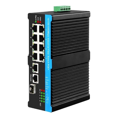 8 porte Gigabit BT PoE Managed Switch con 1 SFP / Copper Uplink 480W Budget Din Type
