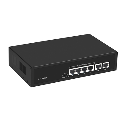 4 porte Fast Ethernet CCTV Poe Switch con 2 copper Uplink 55W Power Budget AC Input