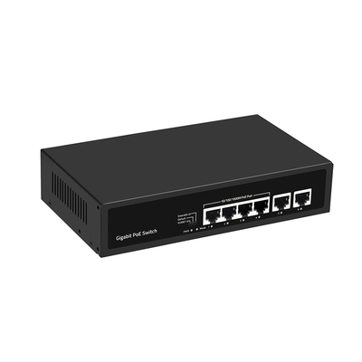 6 porte Ethernet Gigabit PoE Switch 250 metri di estensione VLAN 60W Budget di potenza
