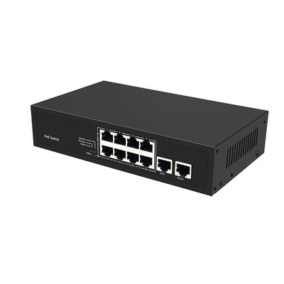 8 porte Fast Ethernet CCTV POE Switch con 2 Gigabit Copper Uplink PoE Af/At 120W Budget