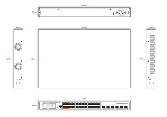 Factory Oem/odm L3 Managed Ethernet POE Switch con 24*10/100/2500mbps+6* 10Gb SFP+