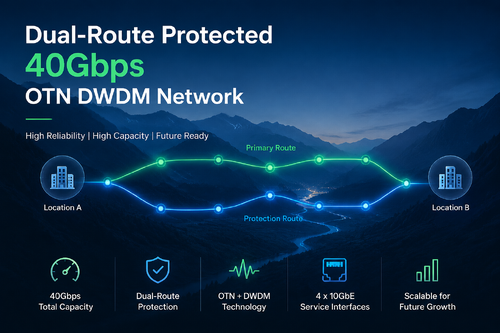 ultimo caso aziendale circa Rete DWDM OTN protetta a doppia rotta da 40 Gbps