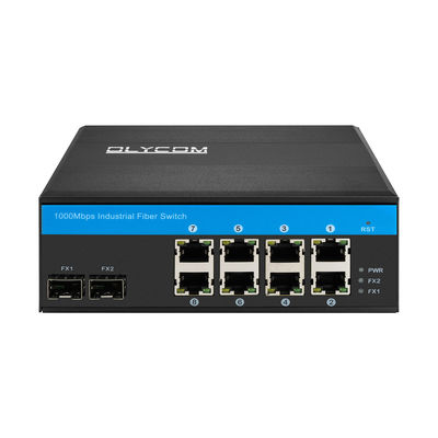 Qualità  48VDC DIN Rail Mounting Industrial Unmanaged POE Switch 8 Gigabit RJ45 Ports fabbrica