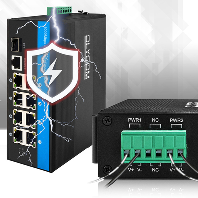 Switch PoE Industriale Managed a 8 Porte 240W Gigabit LAN Layer 2 VLAN ERPS Ring CE DIN Rail