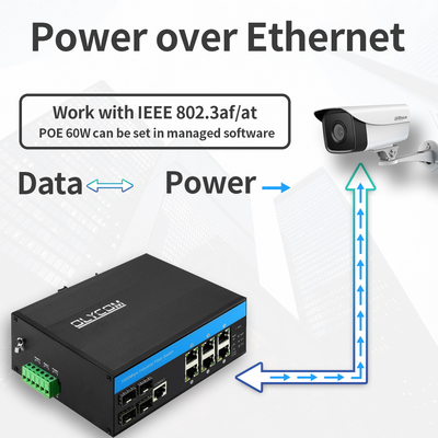 10 Port Industrial L2 Switch gestito POE Gigabit Ethernet 15,4W 30W IP40 CE CE