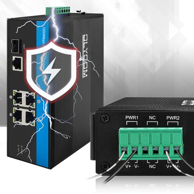 5 porte Smart Managed Ethernet Switch Gigabit Fibra SFP di grado industriale IP40 Livello