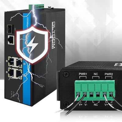 Switch Ethernet Industriale Smart Managed 5 Porte Gigabit con Porte Fibra SFP, Grado di Protezione IP40
