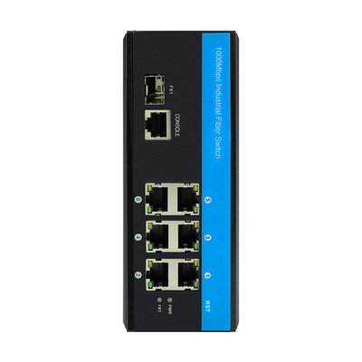 7 SNMP di CLI diretto porto di sostegno del commutatore DC12V di gigabit della ferrovia di baccano di Ethernet della fibra