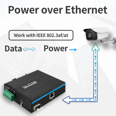 Industrial PoE Media Converter 10/100M Fast Ethernet 15.4W/30W Fibra SFP per telecamere IP