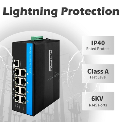 Industrial 8 Port Gigabit Network POE Switch Non gestito DC48V Input Output 240W