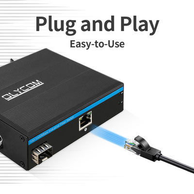 Industrial PoE Media Converter 100/1000M Fibra Gigabit Ethernet 15,4W 30W Mini Case