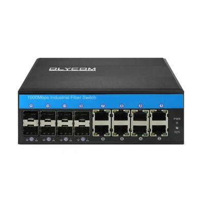 OLYCOM diretti commutano 8 il grado industriale di Gigabit Ethernet 12V del porto con baccano IP40 su rotaie di SFP di 8 porti per uso all'aperto