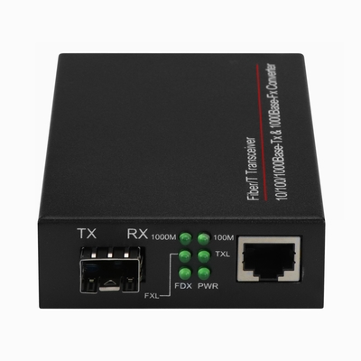 1G SFP Media Converter Gigabit Fiber Optic Ethernet Non gestito Mini Size Nero DC5V