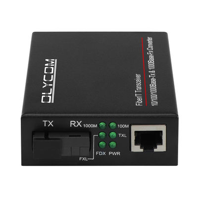 Mini Single Core 100/1000M Media Converter Non gestito Single Mode Nero CE DC5V