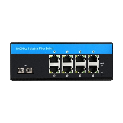 8 Port Industrial Gigabit Network Switch Non gestito ST Fibra singolo 30 km DC24V