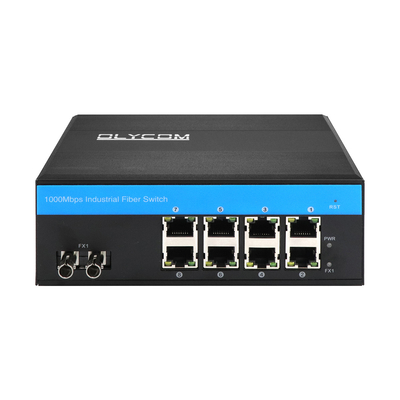 8 Port Industrial Gigabit Network Switch Non gestito ST Fibra singolo 30 km DC24V