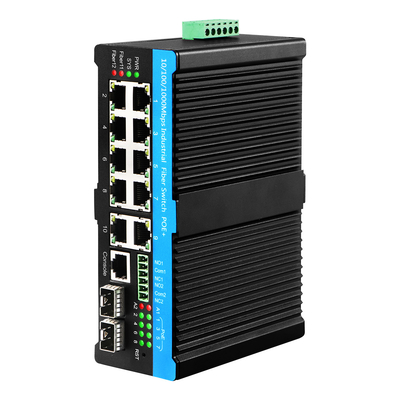 Commutatore industriale di Ethernet di POE diretto porto nero Af/At/Bt del caso 8 con 2 porti combinati