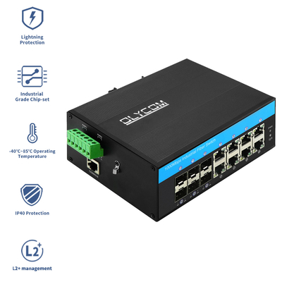 Interruttore Ethernet Gigabit gestito per uso industriale 1G/2.5G SFP ottico