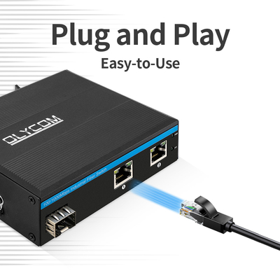 3 porte Compatto Gigabit Ethernet Switch indurito 100/1000M Fibra doppia 24V Input