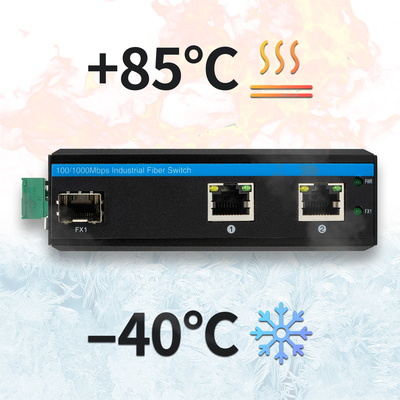 3 porte Compatto Gigabit Ethernet Switch indurito 100/1000M Fibra doppia 24V Input
