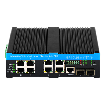 Gigabit L2 gestito 90W PoE Switch 10 Port con 2 porte combinate robusto 48V PoE attivo