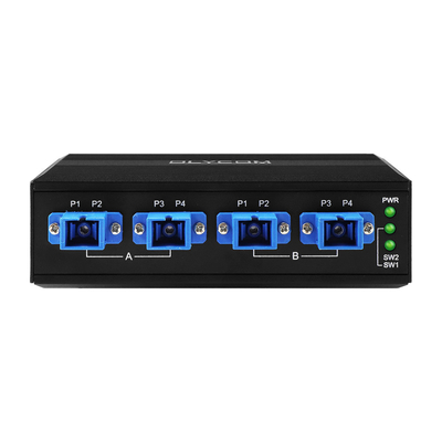4 PORTI OTTICALI BYPASS SCHIUTCH SC/UPC CONNECTOR SIMPLEX 1310/1550NM DC24V DIN montato
