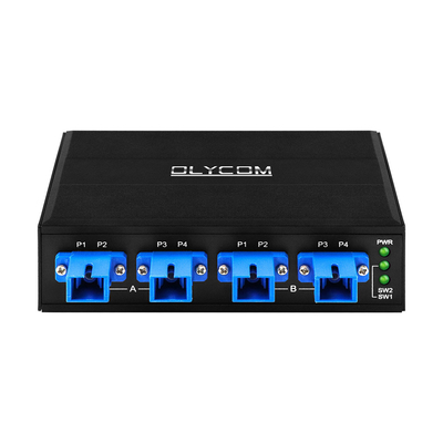 Switch di bypass ottico a 4 porte Connettore SC/UPC Simplex 1310/1550nm DC24V Guida DIN CE