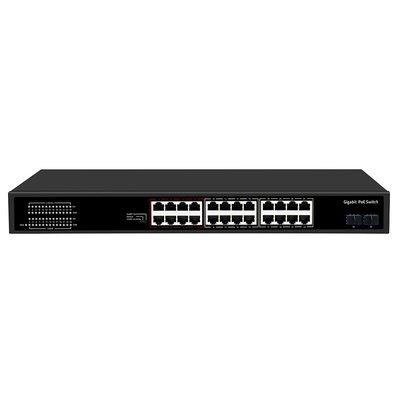 24 porte CCTV PoE Switch Gigabit Network SFP Optical Uplink Budget non gestito 300W