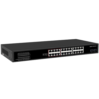 24 porte CCTV PoE Switch Gigabit Network SFP Optical Uplink Budget non gestito 300W
