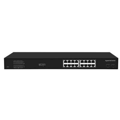 16 porte Gigabit PoE Switch 300W Budget VLAN non gestito 250M Distanza Fibra SFP