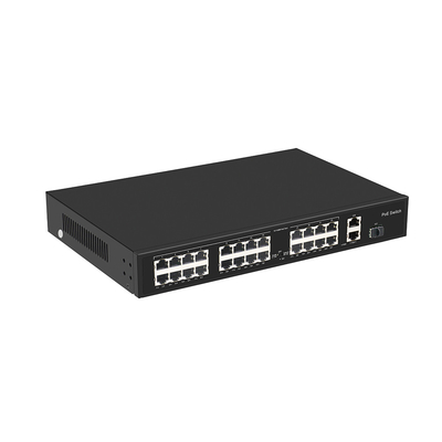 24 Port 10/100M POE Switch Gigabit Fibra ottica Uplink AC Rack Non gestito 300W Budget