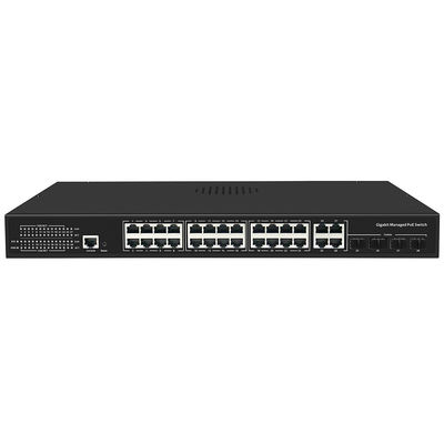 24 Port PoE Switch Gigabit basato su L2 L3 Smart Managed 300W Budget con SFP Uplink 1U Rack