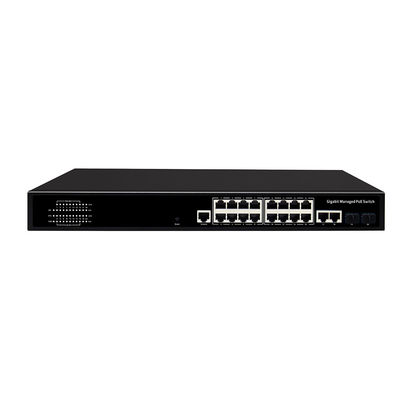 Switch PoE Gigabit gestito a 16 porte con alimentazione da 300 W, 2 porte SFP/RJ45 combo uplink, ingresso CA