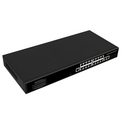 Switch PoE Gigabit gestito a 16 porte con alimentazione da 300 W, 2 porte SFP/RJ45 combo uplink, ingresso CA