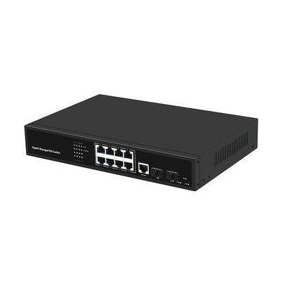 8 porte PoE Vlan gestito Gigabit Fiber Switch Realtek Chip 120W Budget AC Input