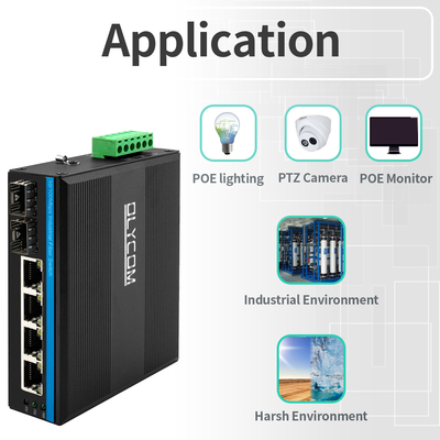 6 porte Industrial Poe Switch Non gestito 10/100M 2 Fibra 4 Porti Ethernet Switch