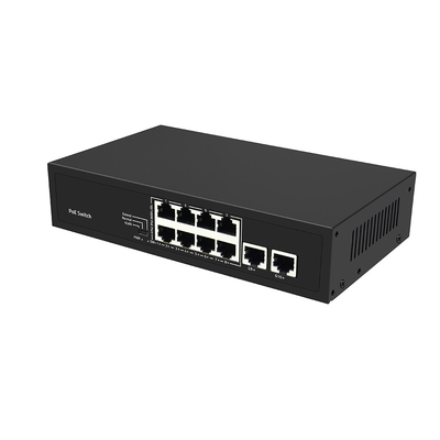 8 porte CCTV POE Switch Fast Ethernet con 2 Gigabit Copper Uplink PoE Af/At 120W Budget