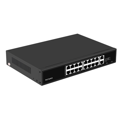 16 Port PoE Switch 10/100M Ethernet con 2 SFP/RJ45 Uplink per telecamere CCTV 300W Budget