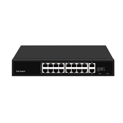 16 Port PoE Switch 10/100M Ethernet con 2 SFP/RJ45 Uplink per telecamere CCTV 300W Budget
