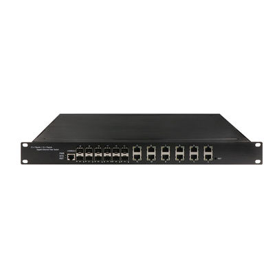 Switch POE Gestito Industriale 12 RJ45 12 SFP L2 Gestito Montabile su Rack Budget POE 340W per Monitoraggio CCTV