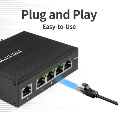 Industrial Unmanaged Switch Poe Switch 5 Port Gigabit Network 15.4W/30W Standard 120W Din Rail DIN