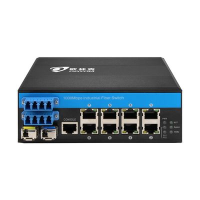 Switch Ethernet gestito industriale a 8 porte con 2 porte in fibra LC da 2,5 G e bypass D2x2B per reti di telecomunicazioni e di sicurezza