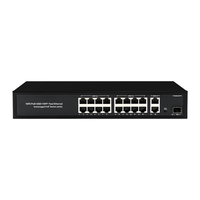 OEM/ODM 16 porte 10/100mbps PoE Switch con Gigabit Uplink 1SFP Port 300W Potenza integrata