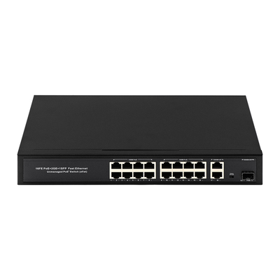 OEM/ODM 16 porte 10/100mbps PoE Switch con Gigabit Uplink 1SFP Port 300W Potenza integrata