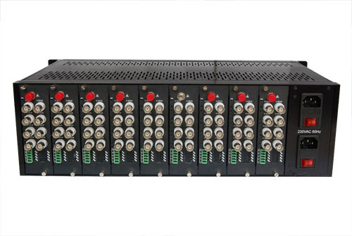 19" 3U 18 slot Chassis Video Data Fiber Converter Rack Mount Chassis Doppio alimentatore