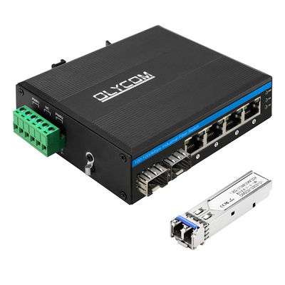 Commutatore di rete industriale a 6 porte con 2 porte a fibra e 4 porte auto-MDI/MDIX RJ45