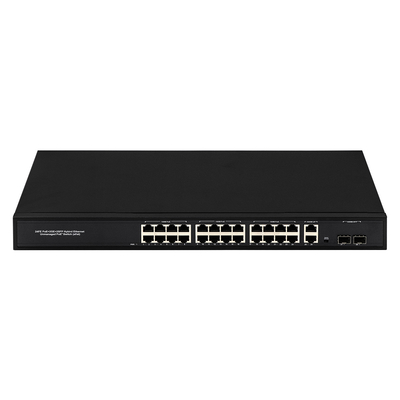 24 Port Network 48V Active PoE Switch 450W Standard AF/AT con 2 RJ45 Uplink Port Ethernet sfp fiber Switch