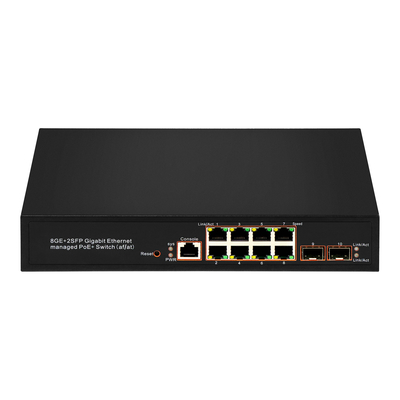 8 porte Gigabit Managed PoE Switch SFP Fibra ottica 120W Budget AC Input Realtek Chip