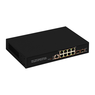 8 porte Gigabit Managed PoE Switch SFP Fibra ottica 120W Budget AC Input Realtek Chip